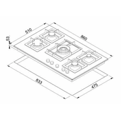 ELLECI PGSP90140CS PIANO COTTURA 5 BRUCIATOR GRANITEK MATT 90 CM GRIGLIE GHISA