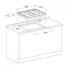 HOTPOINT ARISTON FTGHL641DIXHA PIANO COTTURA 60CM 4 FUOCHI