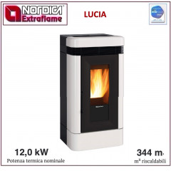 EXTRAFLAME LUCIA PLUS STUFA PELLET CANALIZZATA 12KW FOCOLARE GHISA BIANCO