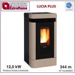 EXTRAFLAME LUCIA PLUS STUFA PELLET CANALIZZATA 12KW FOCOLARE GHISA TORTORA