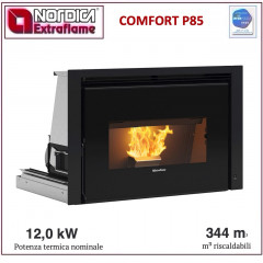 EXTRAFLAME COMFORT P85 INSERTO CAMINETTO PELLET CANALIZZATO 12KW 344 m3