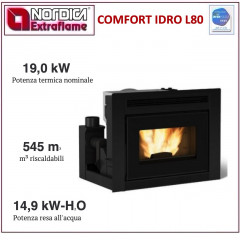 EXTRAFLAME COMFORT IDRO L80 INSERTO TERMOCAMINO PELLET 19,0 kW 14,9 kW-H2O