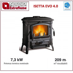 LA NORDICA ISETTA EVO 4.0 STUFA LEGNA FOCOLARE GHISA 7,3kW 209 m³  7119002