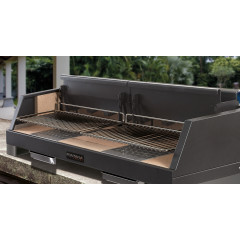 FONTANA FORNI EGEO 110 APPOGGIO BARBECUE COTTURA DIRETTA LEGNA GRILL APERTO