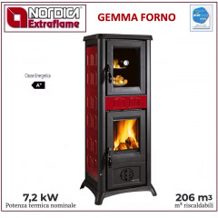 LA NORDICA GEMMA FORNO STUFA LEGNA ELEGANCE BORDEAUX MAIOLICA 7,2KW 7111700