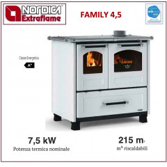 LA NORDICA FAMILY 4.5 CUCINA STUFA LEGNA 7,5 KW FOCOLARE GHISA BIANCO 7014003