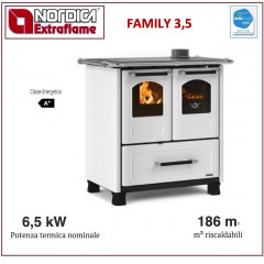 LA NORDICA FAMILY 3,5 CUCINA STUFA LEGNA 6,5KW FOCOLARE GHISA BIANCO FINO 31/03