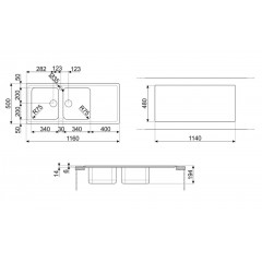 SMEG LPR116 LAVELLO INCASSO SEMIFILO 2 VASCHE REVERSIBILE ACCIAIO INOX 116CM