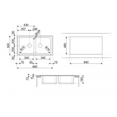 SMEG LPR862 LAVELLO DUE VASCHE DA INCASSO SEMIFILO ACCIAIO INOX 90CM