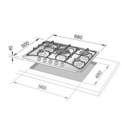 DE LONGHI ANF57PRO PIANO COTTURA 5 FUOCHI 1 TRIPLA CORONA  ANTRACITE