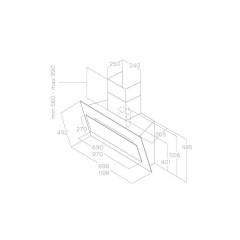 ELICA VERTIGO BL/90 CAPPA A PARETE INCASSO TOUCH CONTROL VETRO NERO PRF0079553C