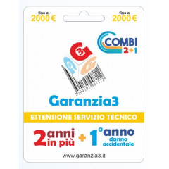 Garanzia3 Combi ESTENSIONE DI GARANZIA 2 ANNI + 1 ANNO DANNO ACCIDENTALE 2000€