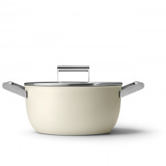 SMEG CKFC2411CRM CASSERUOLA ANTIADERENTE 24 CM COOKWARE PANNA 50'S STYLE