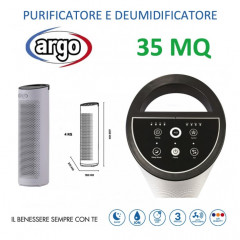 ARGO PURY PURIFICATORE D'ARIA PORTATA D'ARIA m3/h 200 POTENZA 35W 3 VEL 35MQ