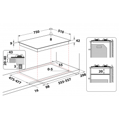 HOTPOINT ARISTON FTGHL 751 D/IX/HA PIANO COTTURA 5 BRUCIATORI 75 CM METANO