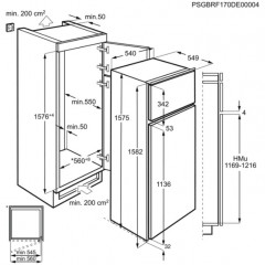 AEG SDB416E1AS FRIGORIFERO + CONGELATORE DA INCASSO STATICO 157,5 CM CLASSE E