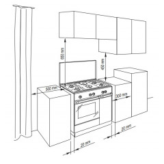 DELONGHI SGGW854NED CUCINA 86x50cm BIANCO FORNO A GAS 4 BRUCIATORI