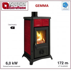 LA NORDICA GEMMA STUFA LEGNA CERAMICA ELEGANCE BORDEAUX POTENZA 6KW 7111600