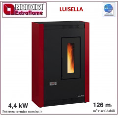 EXTRAFLAME STUFA PELLET 6.5KW VENTILATA FOCOLARE GHISA ESTRAIBILE BORDEAUX