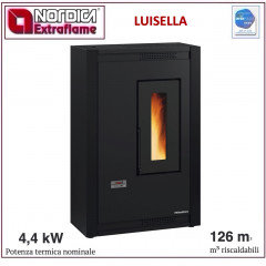 EXTRAFLAME STUFA PELLET 6.5KW VENTILATA FOCOLARE GHISA ESTRAIBILE NERA