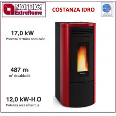 EXTRAFLAME COSTANZA IDRO BORDEAUX TERMOSTUFA A PELLET 17kW 12,0 kW-H2O