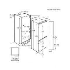 ELECTROLUX KNS7TE75S FRIGORIFERO COMBINATO INCASSO L70 CM H188CM TOTAL NO FROST