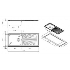 APELL TO1161IRBC TORINO LAVELLO  INCASSO  GOCCIOLATOIO  DESTRA 116X50 CM