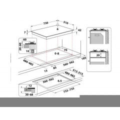 INDESIT ING 72T/BK PIANO COTTURA GAS 5 BRUCIATORI IN VETRO NERO 73 CM