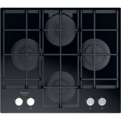 HOTPOINT HAGS61FBK PIANO COTTURA A GAS IN VETRO NERO 60 CM 4 BRUCIATORI