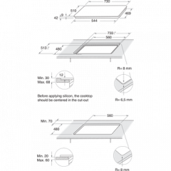 WHIRLPOOL GOWL758/WH PIANO COTTURA 5 FUOCHI GAS 73CM 9LIVELLI VETRO BIANCO