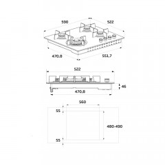 BEKO HIAW64223SX PIANO COTTURA GAS 4 FUOCHI INOX 60 CM