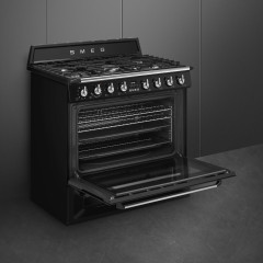 SMEG TR90BL2 CUCINA VICTORIA 5 PIANO FUOCHI NERA FORNO MULTIFUNZIONE 90x60