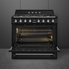 SMEG TR90BL2 CUCINA VICTORIA 5 PIANO FUOCHI NERA FORNO MULTIFUNZIONE 90x60