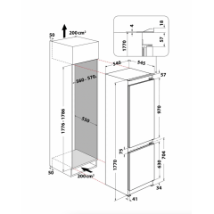 WHIRLPOOL WHC18T122 FRIGORIFERO COMBINATO INCASSO NO FROST CLASSE E