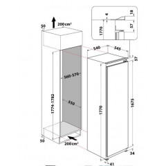 INDESIT INS18011 FRIGORIFERO MONOPORTA DA INCASSO 314LT 35DB 177CM