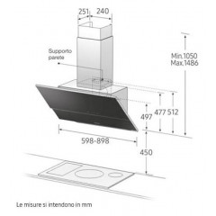 SAMSUNG NK36N9804VBUR CAPPA CUCINA ASPIRANTE A PARETE 90 CM VETRO NERO