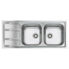 FOSTER 1972060 LAVELLO 2 VASCHE REVERSIBILE CON GOCCIOLATOIO FM STD INOX 116CM