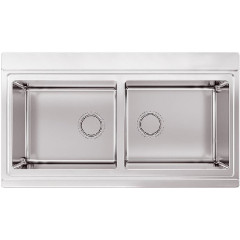 APELL SFERA SA902IBC LAVELLO 90 CM 2 VASCHE 40 X 34 SATINATO INCASSO FLAT