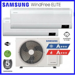 SAMSUNG CLIMATIZZATORE WINDFREE ELITE WIFI DUAL SPLIT R32 AJ040TXJ2KG 9000+9000