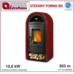 LA NORDICA STEFANY FORNO BII STUFA LEGNA POTENZA 10,6kW 303m3 BORDEAUX 7113430