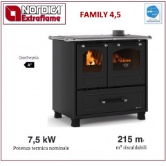 LA NORDICA FAMILY 4.5 CUCINA STUFA LEGNA FORNO 41L 7,5 KW GHISA NERO 7014001