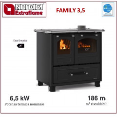 LA NORDICA FAMILY 3,5 CUCINA STUFA LEGNA 6,5KW FOCOLARE GHISA NERA 7013001