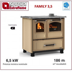 LA NORDICA FAMILY 3,5 CUCINA STUFA LEGNA 6,5KW FOCOLARE GHISA CAPPUCCIN 7013003