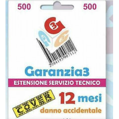 GARANZIA3 G3CIT500 ASSICURAZIONE CONTRO DANNI ACCIDENTALI 12 MESI MASSIMALE 500€