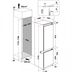 INDESIT B18A1DI1 FRIGORIFERO COMBINATO VENTILATO STATICO INCASSO 177 cm 273L