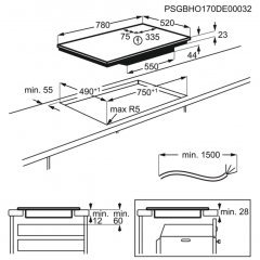 ELECTROLUX EIL83443 PIANO INDUZIONE 78X52 BIANCO 4 COTTURA SLIDER TOUCH