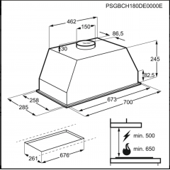 AEG DGB3850M CAPPA ASPIRANTE/FILTRANTE INOX INTEGRATA 70 CM 600 m³/h