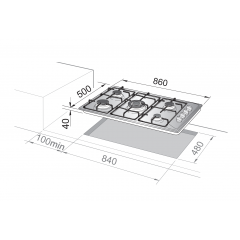 DE LONGHI NL59DD PIANO COTTURA DA INCASSO 86 CM 5 BRUCIATORI NERO