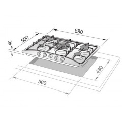 DE LONGHI YTF57ASV PIANO COTTURA 5 BRUCIATORI COPPERTONE 68 CM