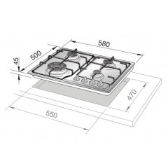 DE LONGHI SF46ASV PIANO COTTURA DA INCASSO 58 CM 4 BRUCIATORI SABBIA